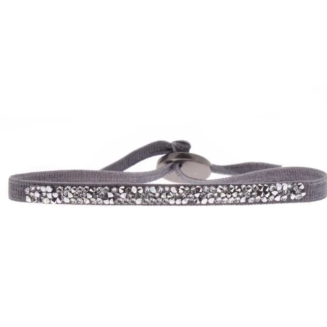 Les Interchangeables Bracelet A37084 - Bracelet Tissu Gris Cristaux de haute qualité Femme | Femme Bracelet