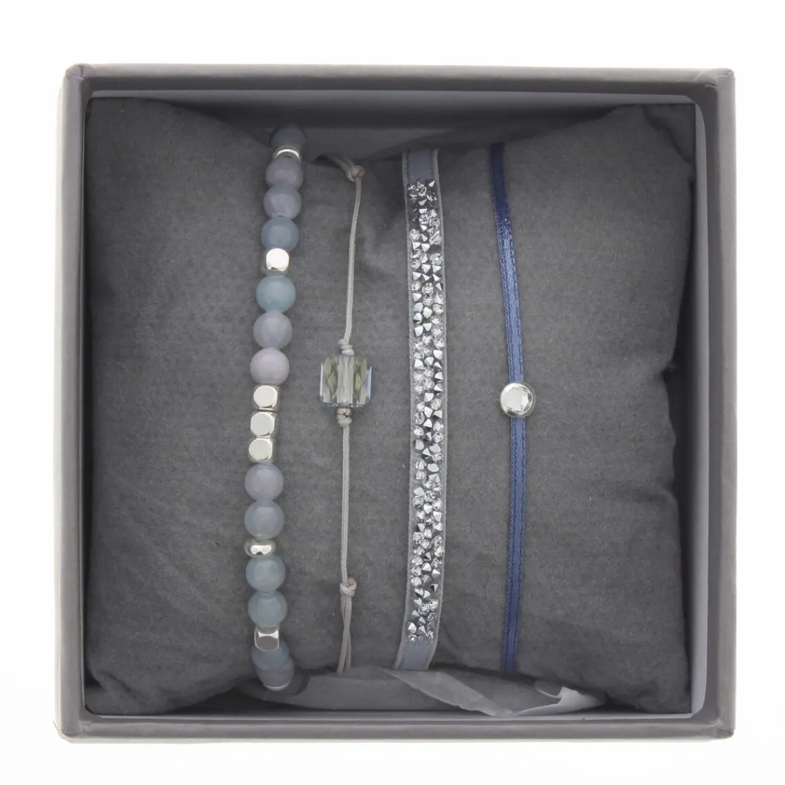 Les Interchangeables Bracelet A38629 - Bracelet Tissu Bleu Cristaux de haute qualité Femme | Femme Bracelet