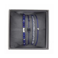 Les Interchangeables Bracelet A38642 - Bracelet Tissu Bleu Cristaux de haute qualité Femme | Femme Bracelet