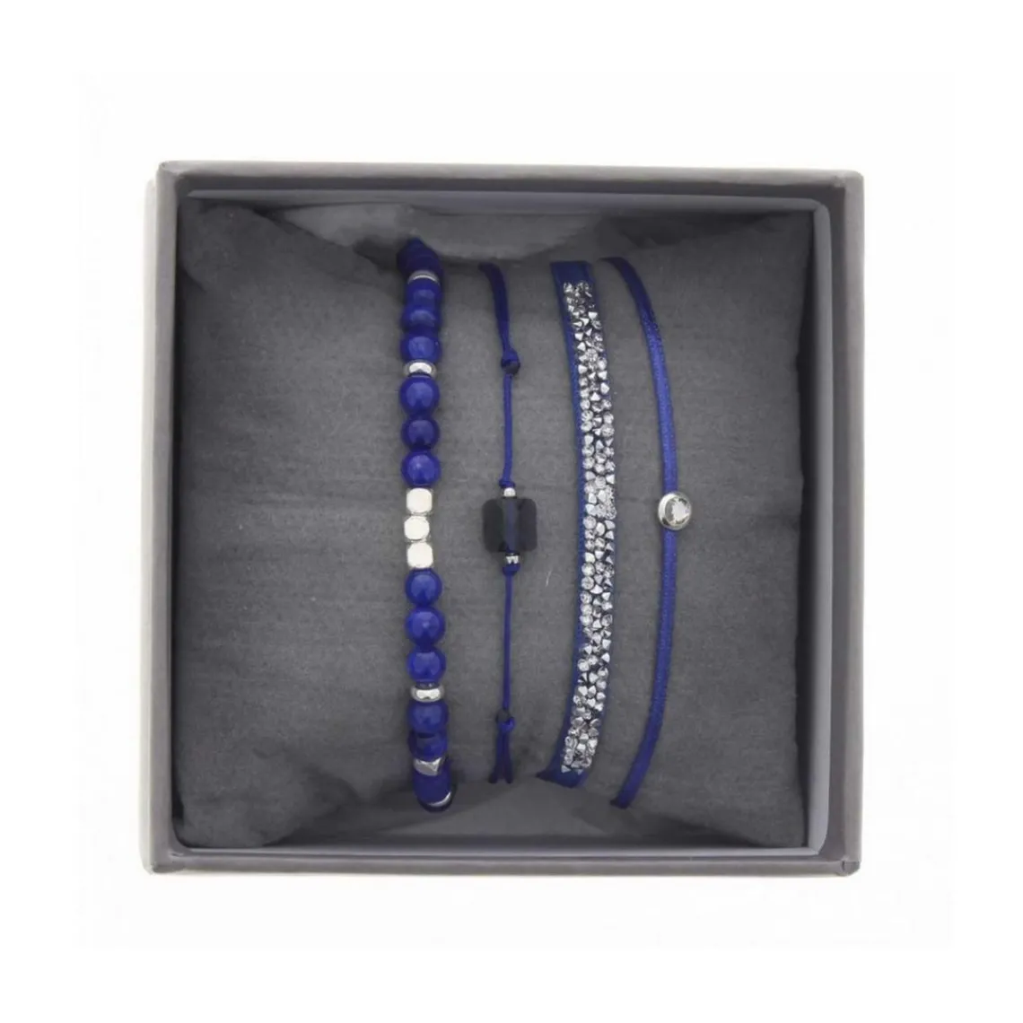 Les Interchangeables Bracelet A38642 - Bracelet Tissu Bleu Cristaux de haute qualité Femme | Femme Bracelet