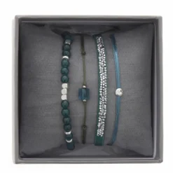 Les Interchangeables Bracelet A38643 - Bracelet Tissu Bleu Cristaux de haute qualité Femme | Femme Bracelet