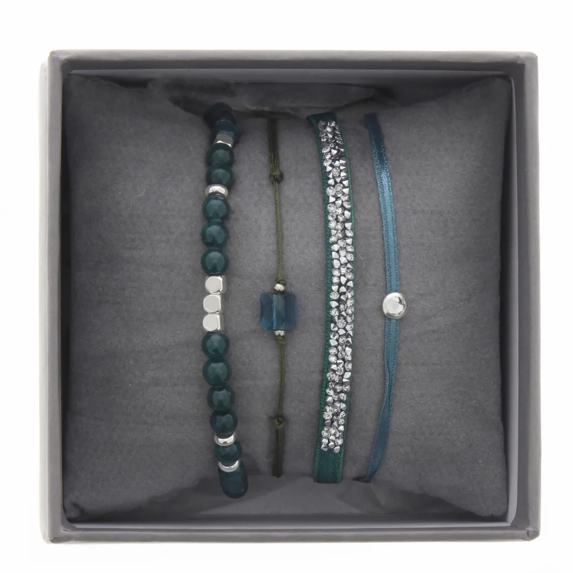 Les Interchangeables Bracelet A38643 - Bracelet Tissu Bleu Cristaux de haute qualité Femme | Femme Bracelet