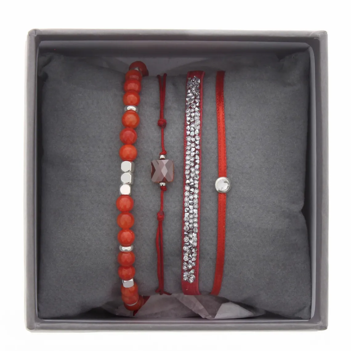 Les Interchangeables Bracelet A38647 - Bracelet Tissu Orange Cristaux de haute qualité Femme | Femme Bracelet