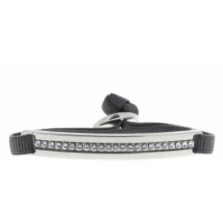 Les Interchangeables Bracelet A35316 - Bracelet Tissu Gris Cristaux de haute qualité Femme | Femme Bracelet