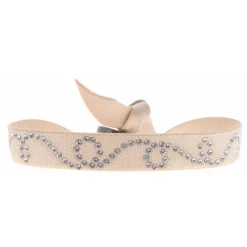 Les Interchangeables Bracelet A37942 - Bracelet Tissu Beige Cristaux de haute qualité Femme | Femme Bracelet
