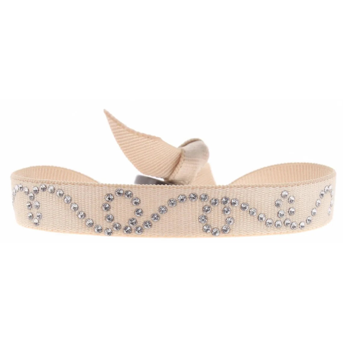 Les Interchangeables Bracelet A37942 - Bracelet Tissu Beige Cristaux de haute qualité Femme | Femme Bracelet