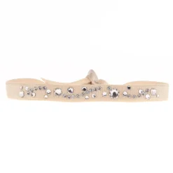Les Interchangeables Bracelet A33012 - Bracelet Tissu Beige Cristaux de haute qualité Femme | Femme Bracelet