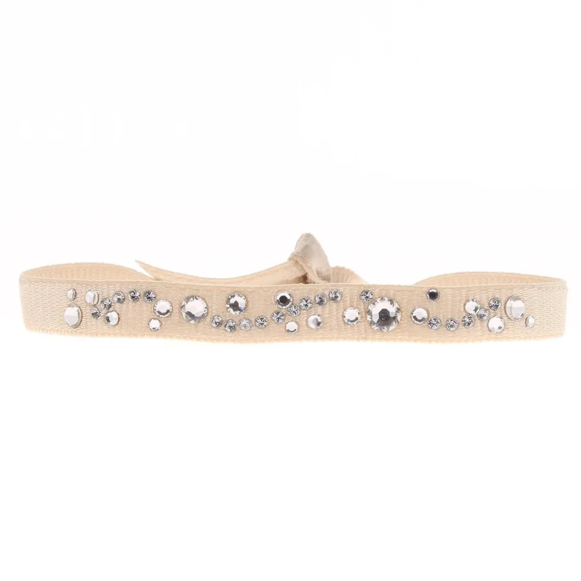 Les Interchangeables Bracelet A33012 - Bracelet Tissu Beige Cristaux de haute qualité Femme | Femme Bracelet