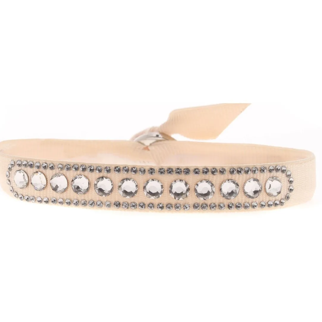 Les Interchangeables Bracelet A40128 - Bracelet Tissu Rose Cristaux de haute qualité Femme | Femme Bracelet