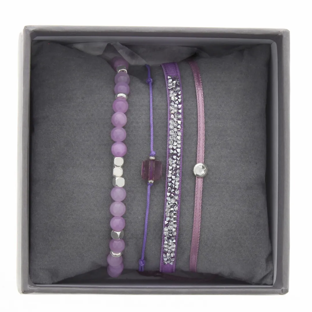 Les Interchangeables Bracelet A38649 - Bracelet Tissu Rose Cristaux de haute qualité Femme | Femme Bracelet
