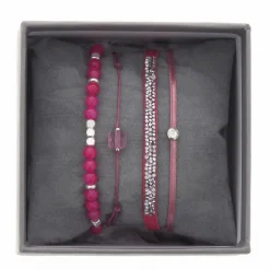 Les Interchangeables Bracelet A38648 - Bracelet Tissu Rose Cristaux de haute qualité Femme | Femme Bracelet