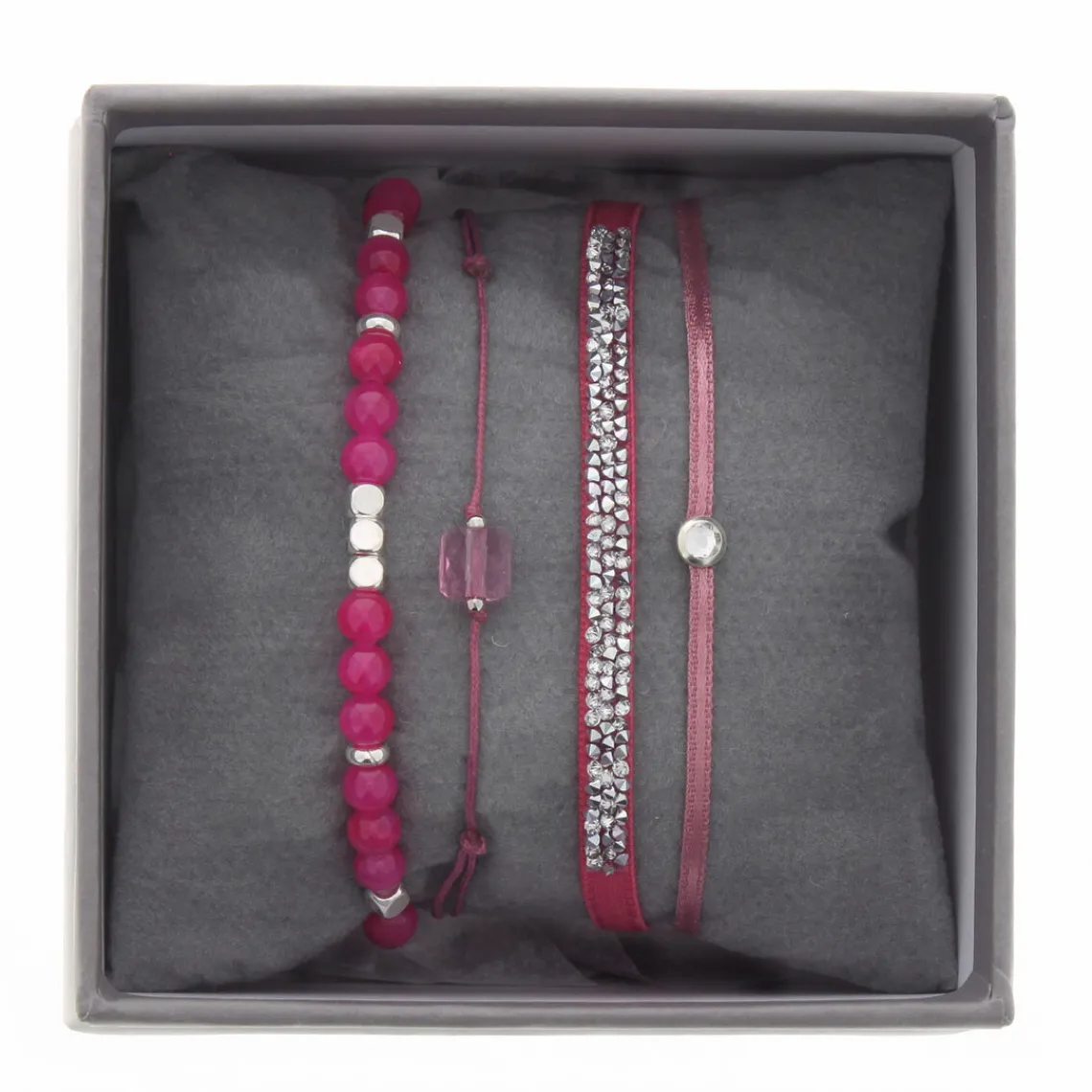 Les Interchangeables Bracelet A38648 - Bracelet Tissu Rose Cristaux de haute qualité Femme | Femme Bracelet