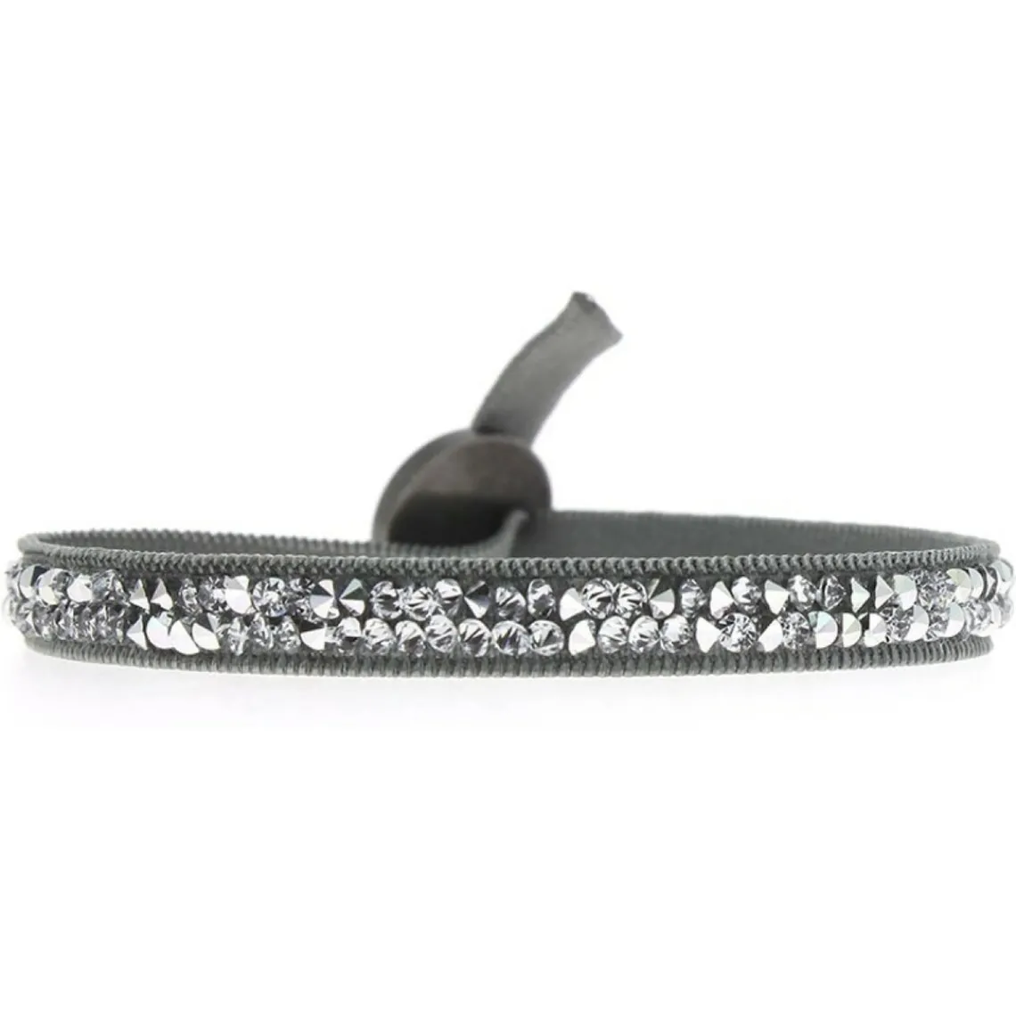 Les Interchangeables Bracelet A24955 - Bracelet Tissu Gris Cristaux de haute qualité Femme | Femme Bracelet