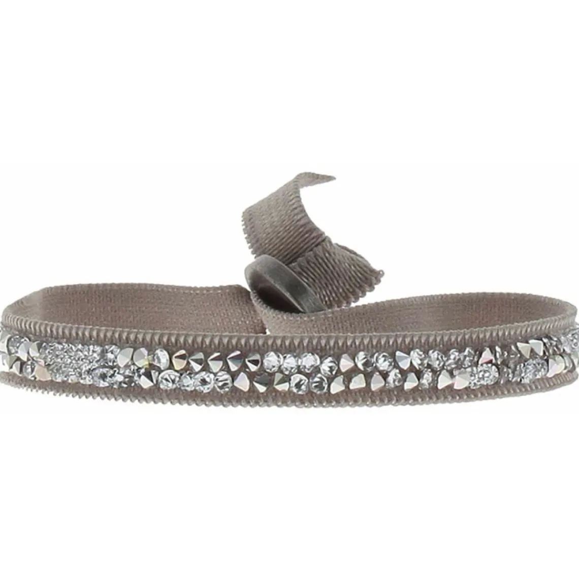 Les Interchangeables Bracelet A24986 - Bracelet Tissu Beige Cristaux de haute qualité Femme | Femme Bracelet