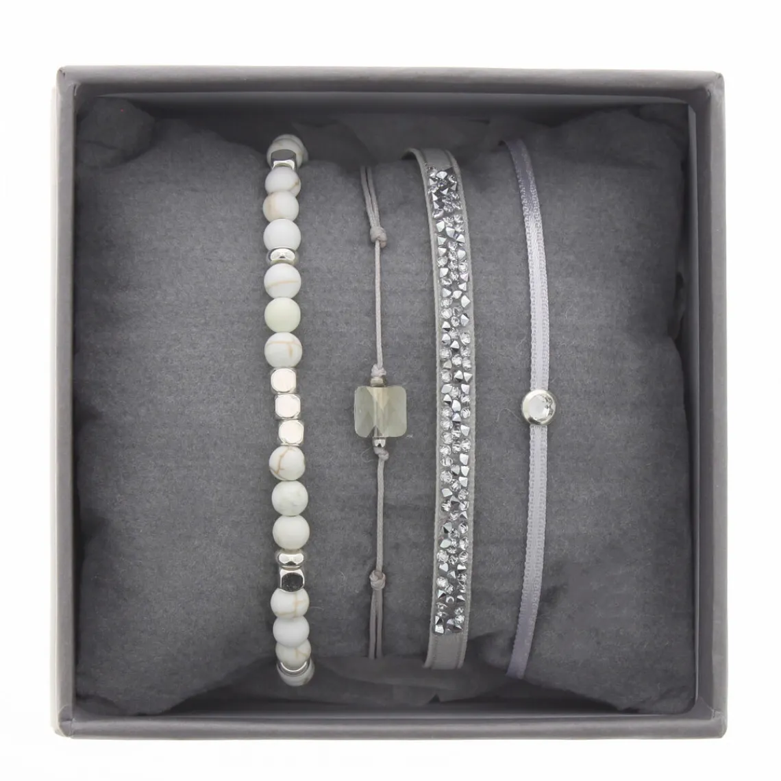 Les Interchangeables Bracelet A38632 - Bracelet Tissu Beige Cristaux de haute qualité Femme | Femme Bracelet