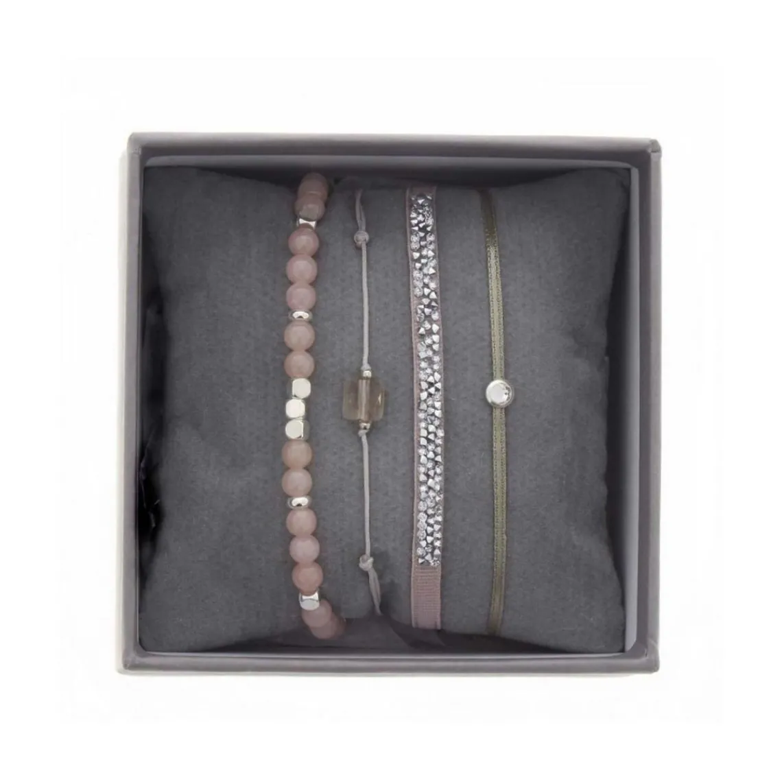 Les Interchangeables Bracelet A38637 - Bracelet Tissu Rose Cristaux de haute qualité Femme | Femme Bracelet