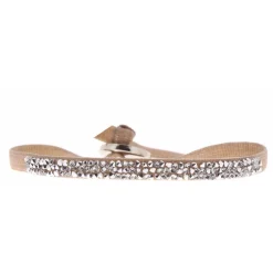Les Interchangeables Bracelet A37057 - Bracelet Tissu Beige Cristaux de haute qualité Femme | Femme Bracelet