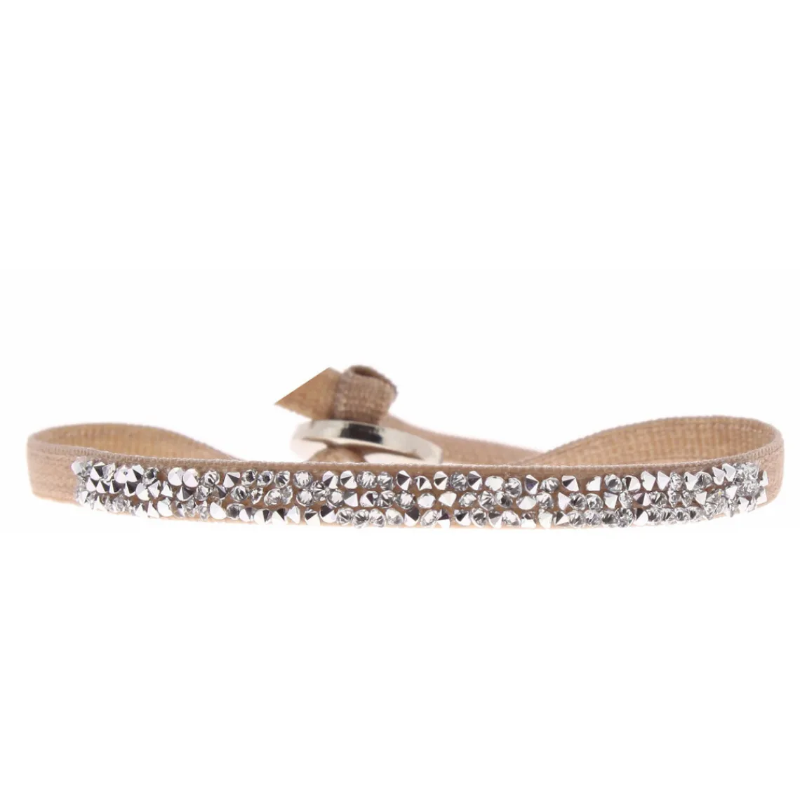 Les Interchangeables Bracelet A37057 - Bracelet Tissu Beige Cristaux de haute qualité Femme | Femme Bracelet