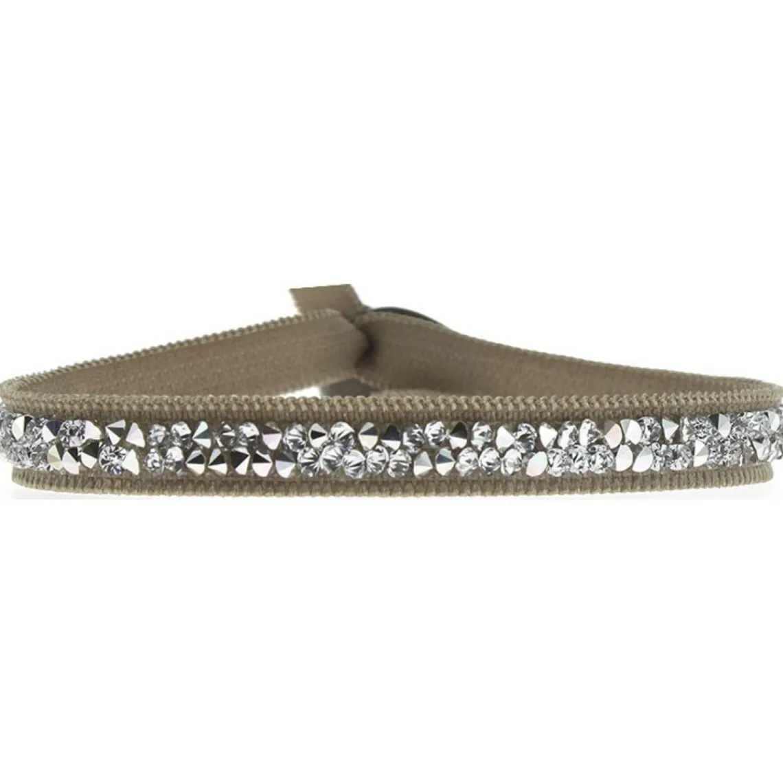 Les Interchangeables Bracelet A24925 - Bracelet Tissu Beige Cristaux de haute qualité Femme | Femme Bracelet