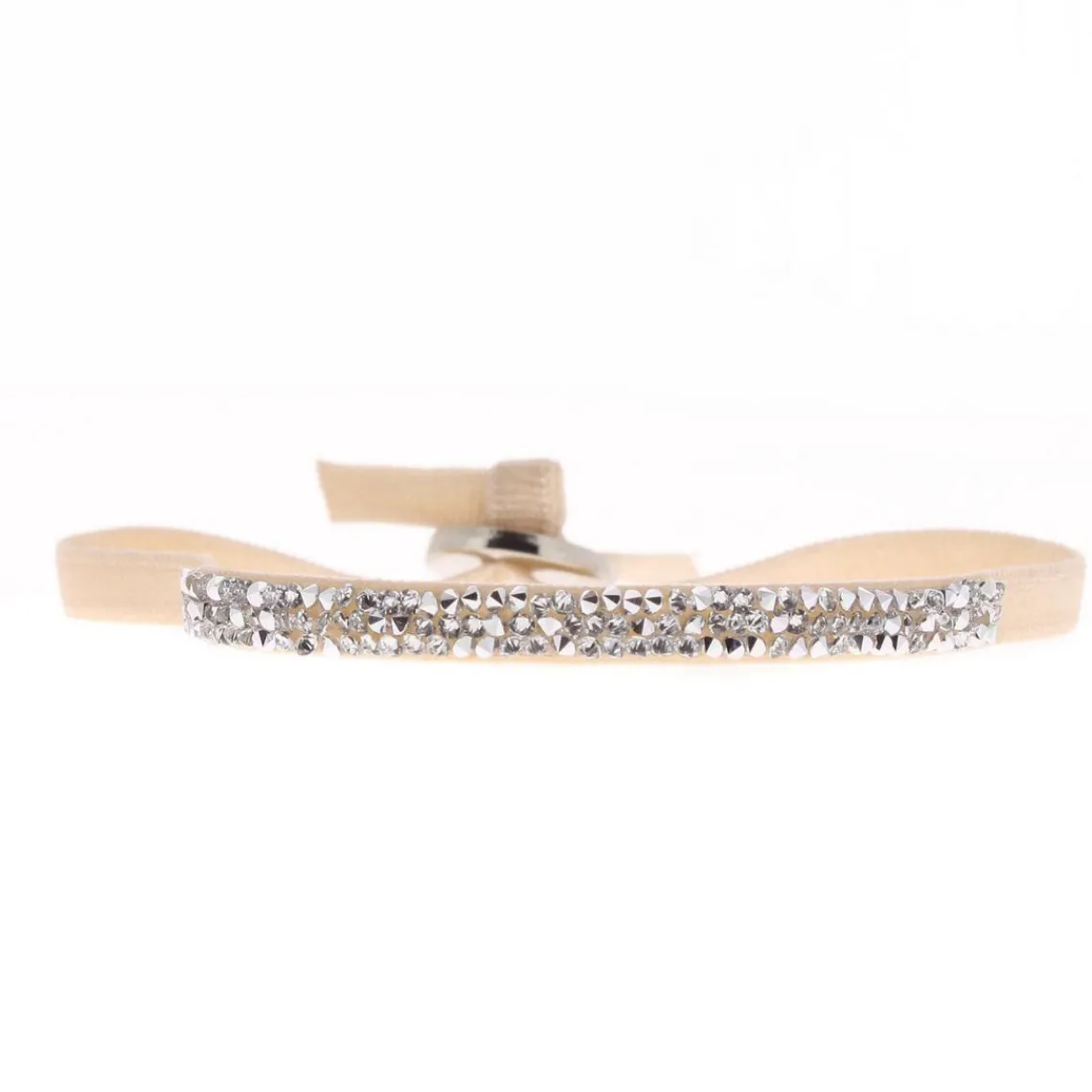 Les Interchangeables Bracelet A37096 - Bracelet Tissu Beige Cristaux de haute qualité Femme | Femme Bracelet