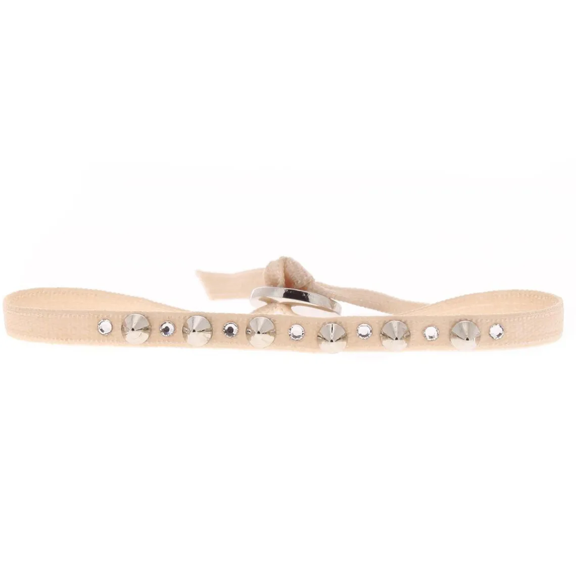 Les Interchangeables Bracelet A39350 - Bracelet Tissu Beige Cristaux de haute qualité Femme | Femme Bracelet