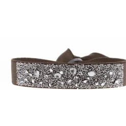 Les Interchangeables Bracelet A36951 - Bracelet Tissu Marron Cristaux de haute qualité Femme | Femme Bracelet