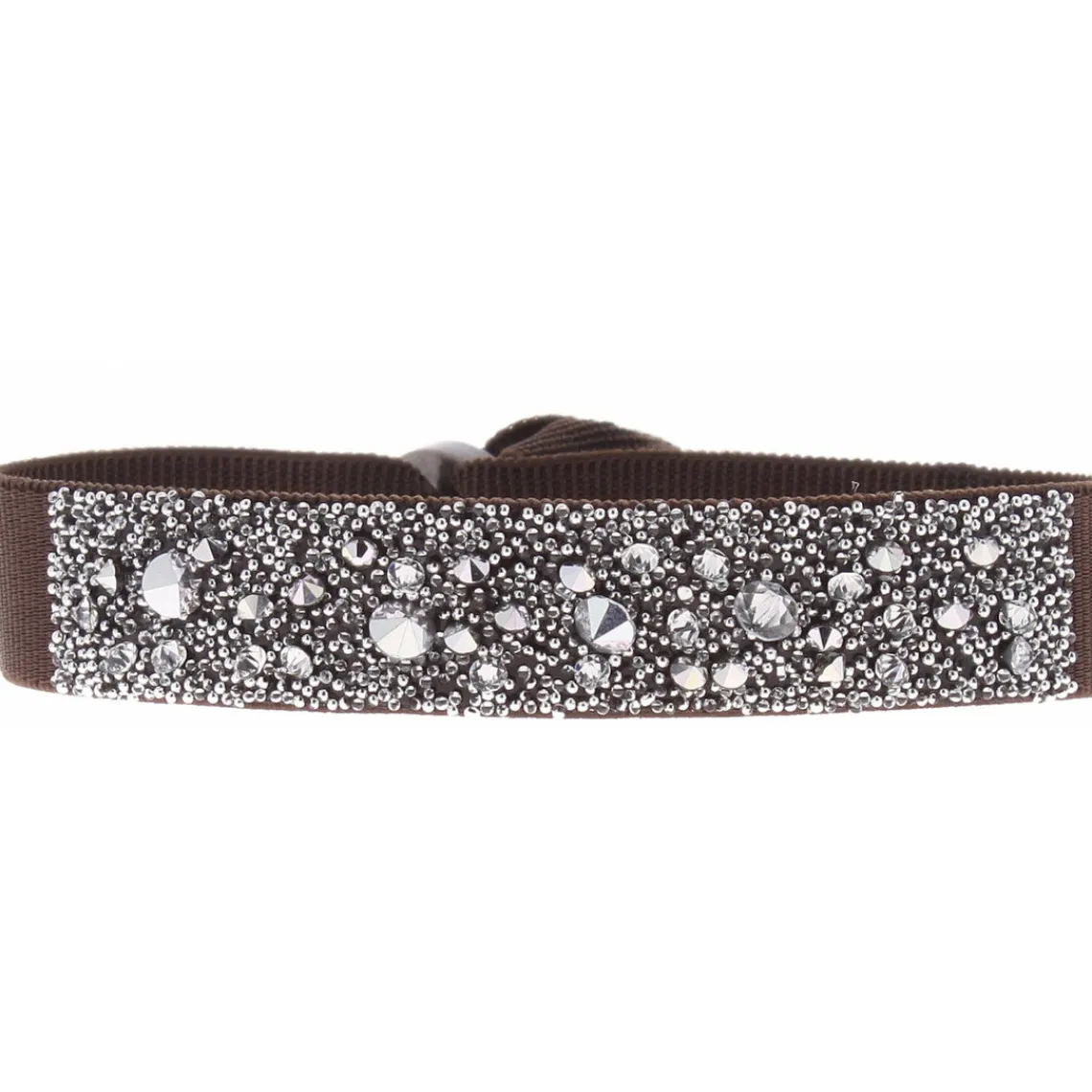 Les Interchangeables Bracelet A39572 - Bracelet Tissu Marron Cristaux de haute qualité Femme | Femme Bracelet