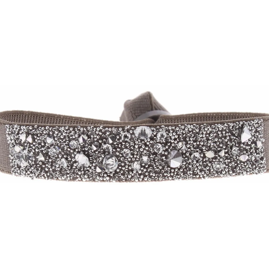 Les Interchangeables Bracelet A36981 - Bracelet Tissu Marron Cristaux de haute qualité Femme | Femme Bracelet