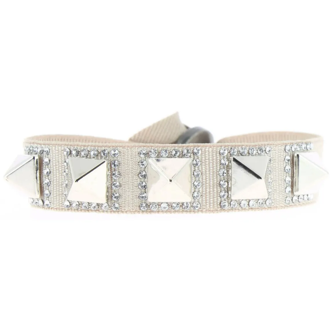 Les Interchangeables Bracelet A27238 - Bracelet Tissu Métal Argenté Beige Femme | Femme Bracelet