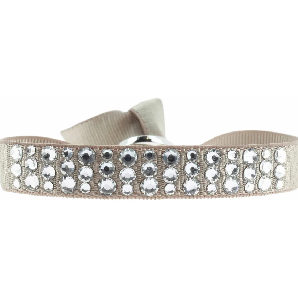Les Interchangeables Bracelet A32509 - Bracelet Tissu Beige Cristaux de haute qualité Femme | Femme Bracelet