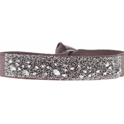 Les Interchangeables Bracelet A36475 - Bracelet Tissu Marron Cristaux de haute qualité Femme | Femme Bracelet