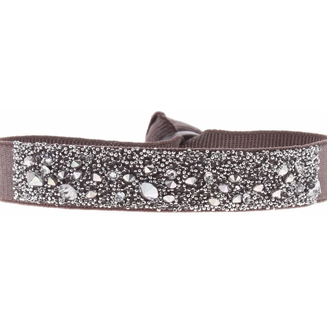 Les Interchangeables Bracelet A36475 - Bracelet Tissu Marron Cristaux de haute qualité Femme | Femme Bracelet