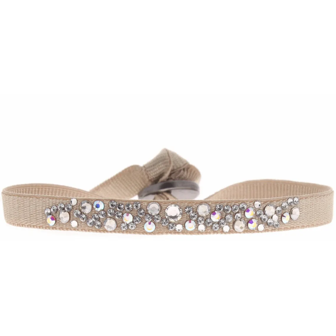 Les Interchangeables Bracelet A34564 - Bracelet Tissu Beige Cristaux de haute qualité Femme | Femme Bracelet