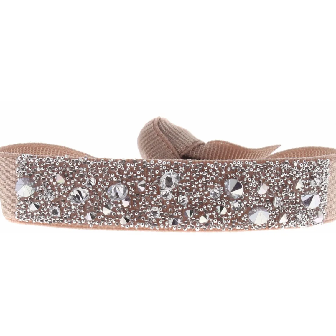 Les Interchangeables Bracelet A38239 - Bracelet Tissu Beige Cristaux de haute qualité Femme | Femme Bracelet