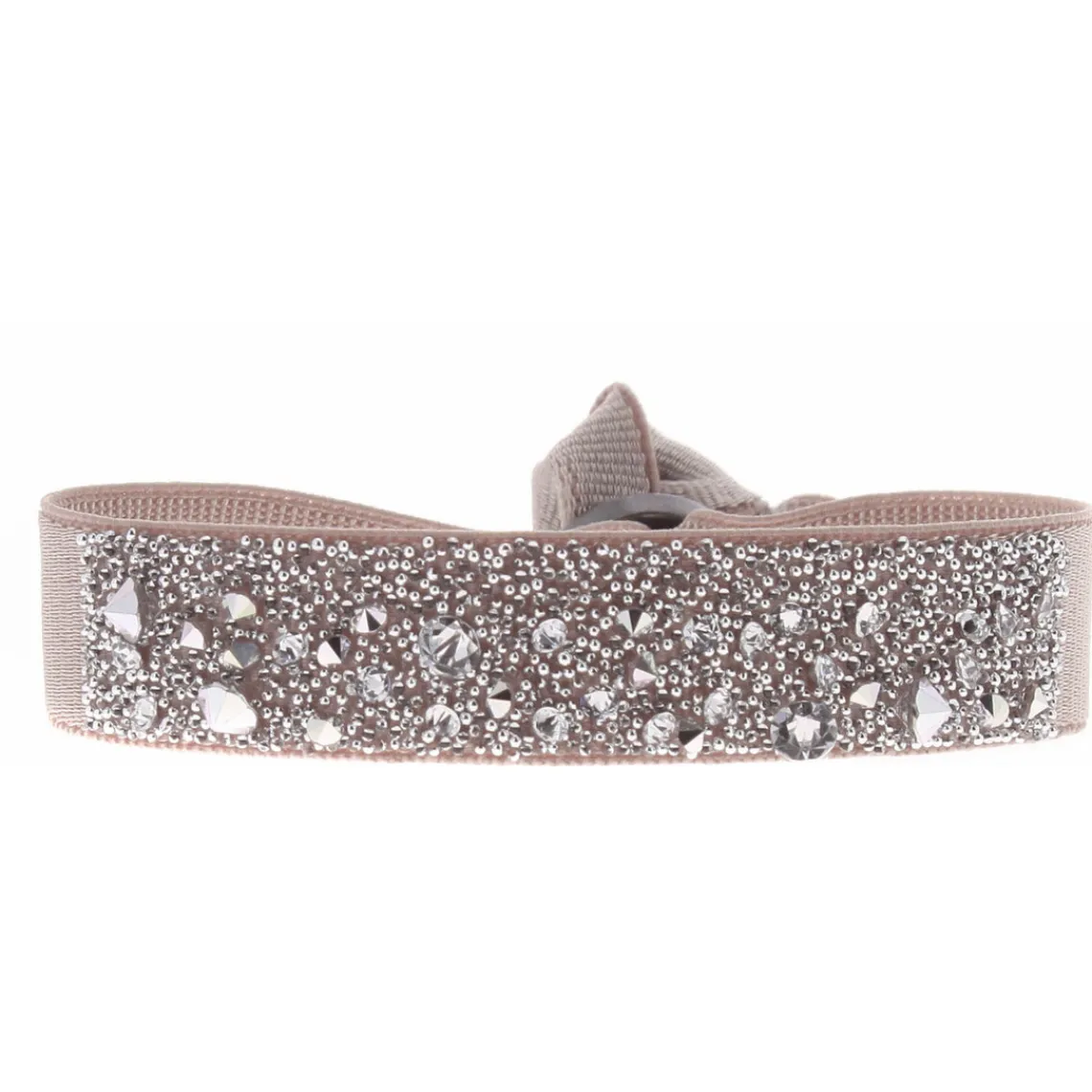 Les Interchangeables Bracelet A38395 - Bracelet Tissu Beige Cristaux de haute qualité Femme | Femme Bracelet
