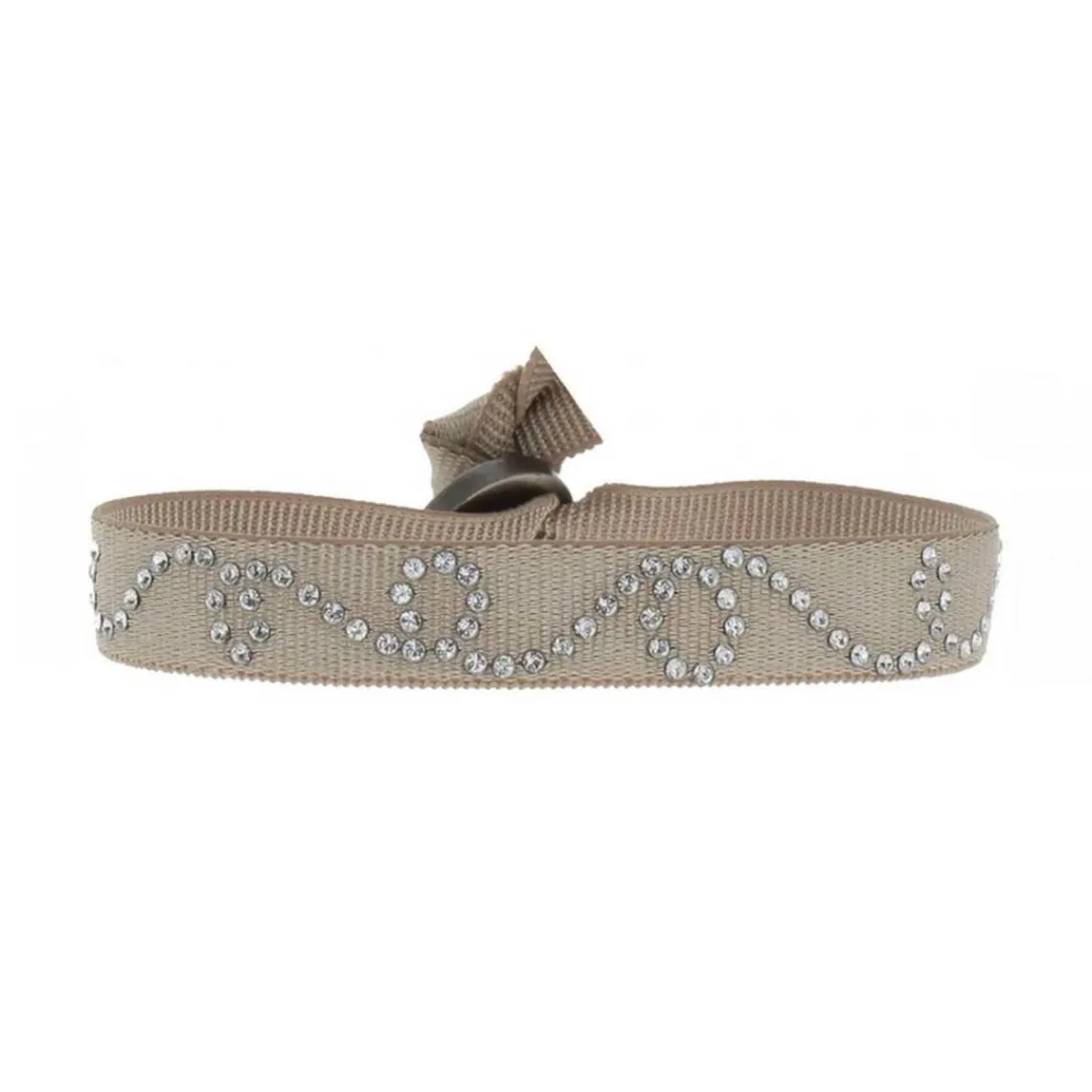 Les Interchangeables Bracelet A24233 - Bracelet Tissu Beige Cristaux de haute qualité Femme | Femme Bracelet