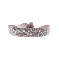 Les Interchangeables Bracelet A35892 - Bracelet Tissu Beige Cristaux de haute qualité Femme | Femme Bracelet