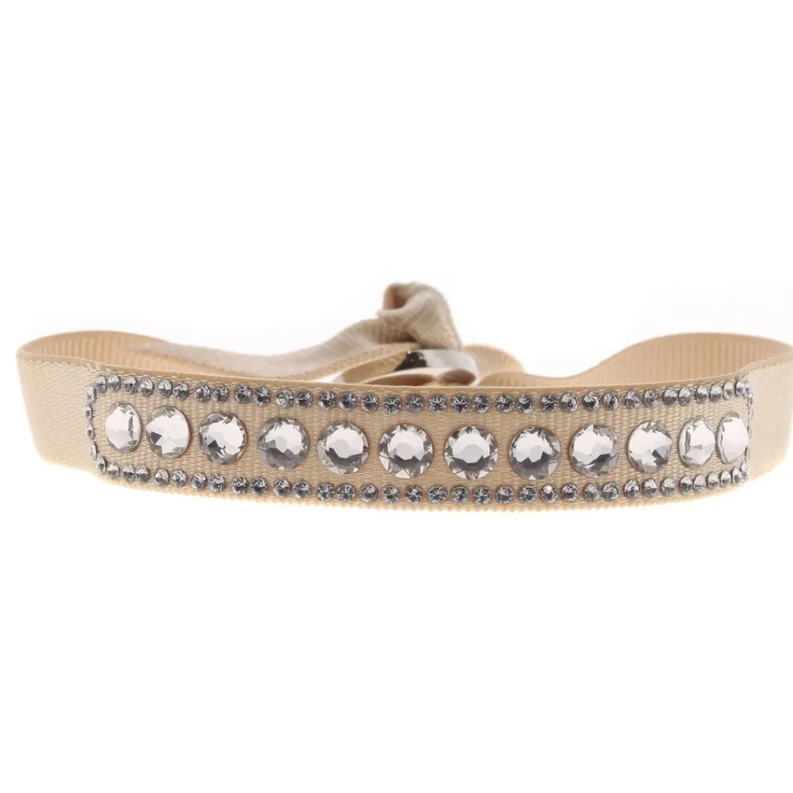 Les Interchangeables Bracelet A40129 - Bracelet Tissu Beige Cristaux de haute qualité Femme | Femme Bracelet