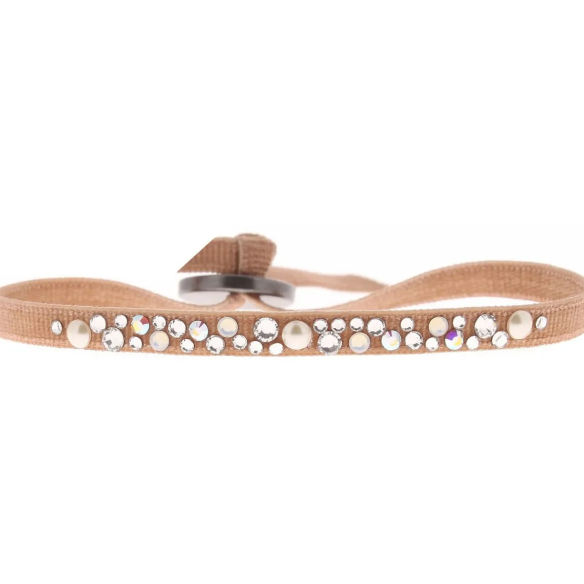 Les Interchangeables Bracelet A36683 - Bracelet Tissu Beige Cristaux de haute qualité Femme | Femme Bracelet