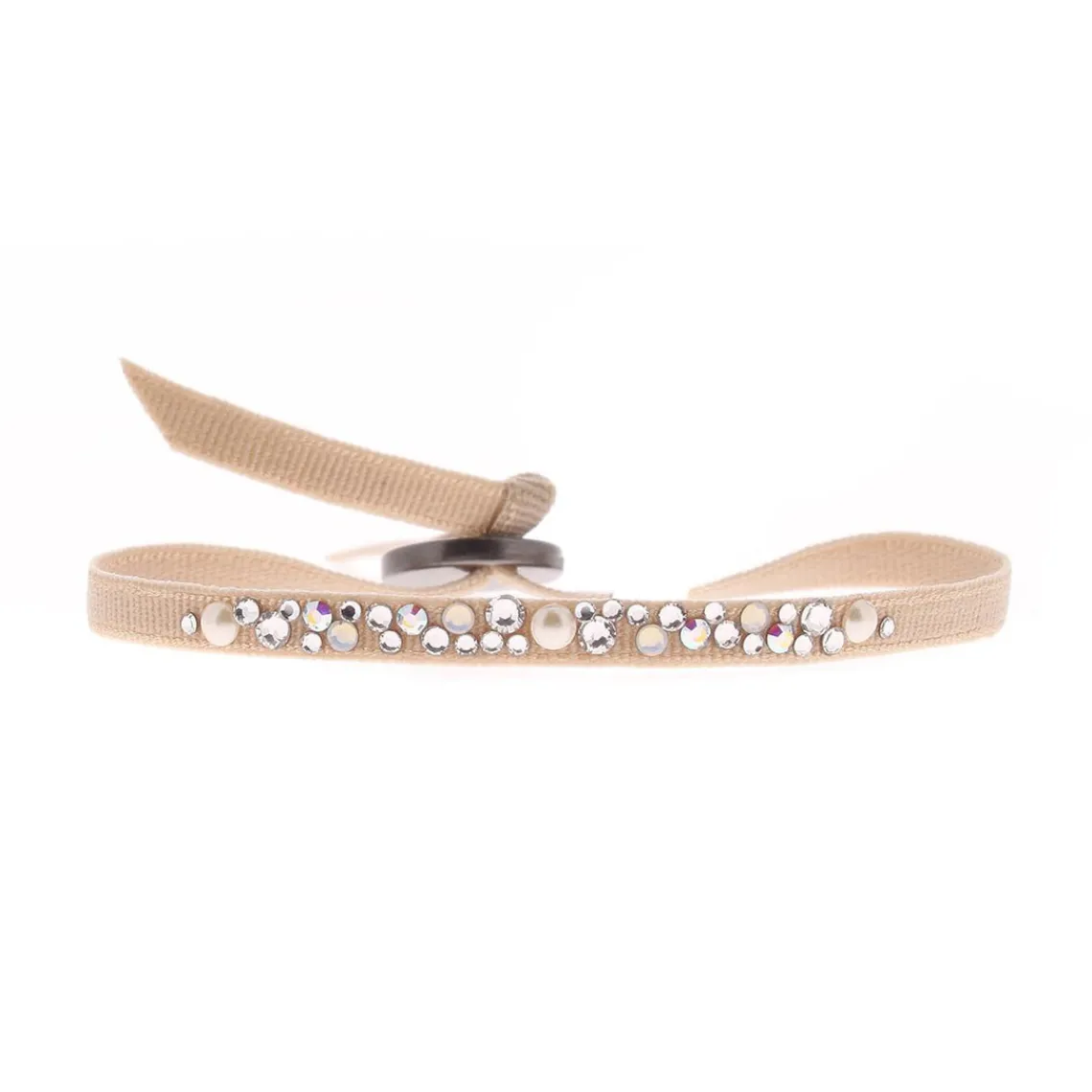 Les Interchangeables Bracelet A38386 - Bracelet Tissu Beige Cristaux de haute qualité Femme | Femme Bracelet