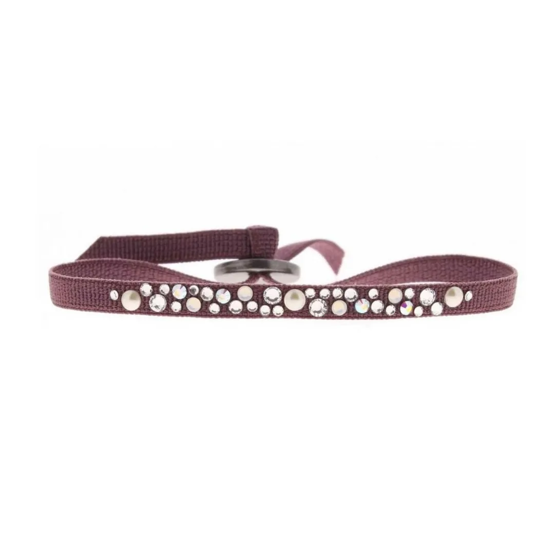 Les Interchangeables Bracelet A36661 - Bracelet Tissu Rose Cristaux de haute qualité Femme | Femme Bracelet