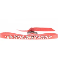 Les Interchangeables Bracelet A36681 - Bracelet Tissu Orange Cristaux de haute qualité Femme | Femme Bracelet