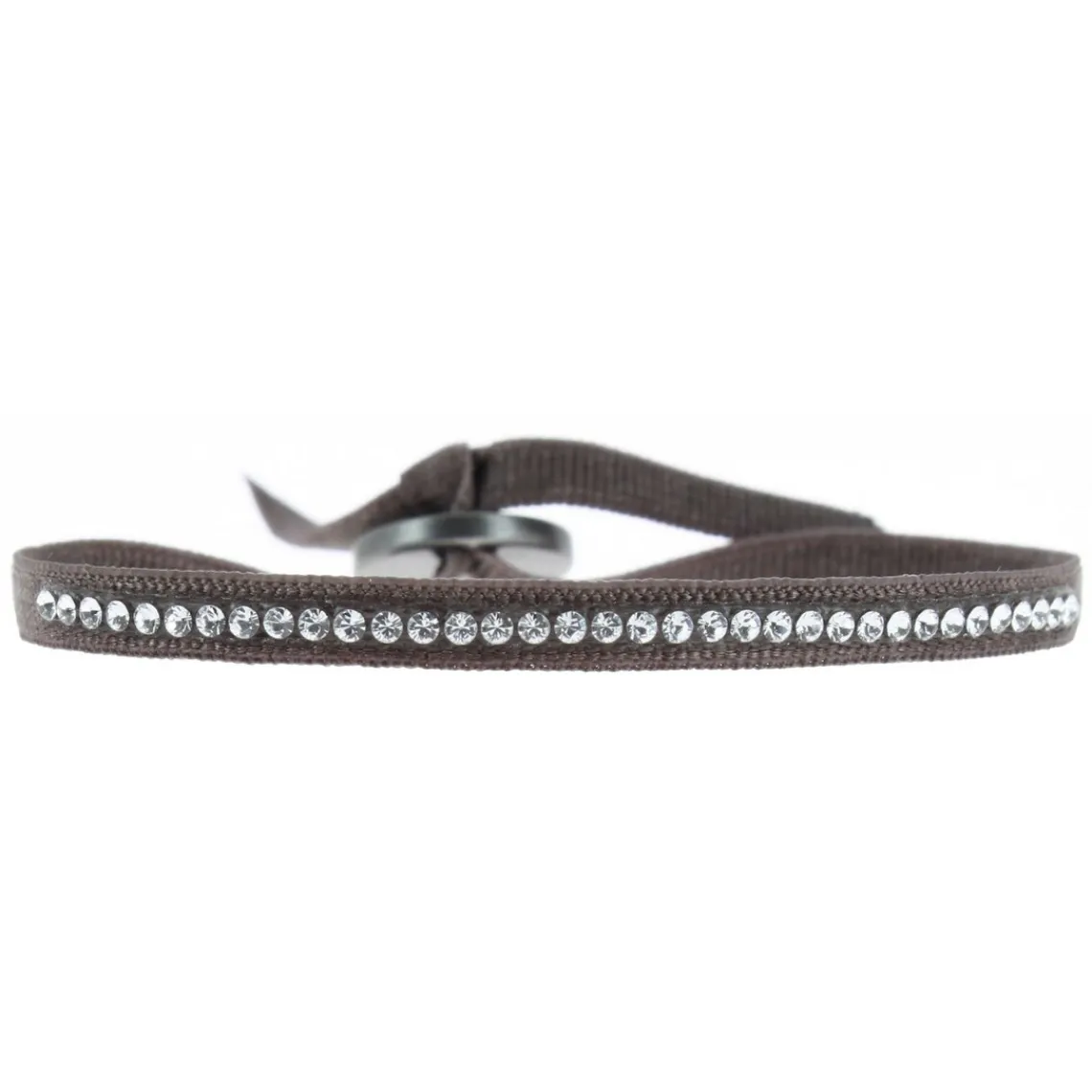 Les Interchangeables Bracelet A30483 - Bracelet Tissu Marron Cristaux de haute qualité Femme | Femme Bracelet
