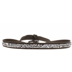 Les Interchangeables Bracelet A31667 - Bracelet Tissu Marron Cristaux de haute qualité Femme | Femme Bracelet
