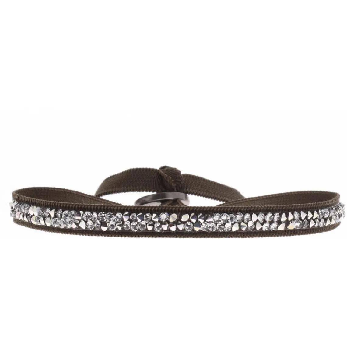 Les Interchangeables Bracelet A31667 - Bracelet Tissu Marron Cristaux de haute qualité Femme | Femme Bracelet