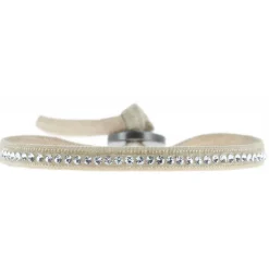 Les Interchangeables Bracelet A31424 - Bracelet Tissu Beige Cristaux de haute qualité Femme | Femme Bracelet