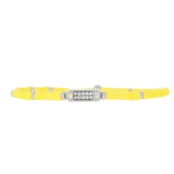 Les Interchangeables Bracelet A58650 - Mini Plaque 2 Rangs Perle Gomme Jaune Fluo Femme | Femme Bracelet