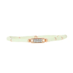 Les Interchangeables Bracelet A58630 - Mini Plaque 2 Rangs Perle Gomme Crème Femme | Femme Bracelet