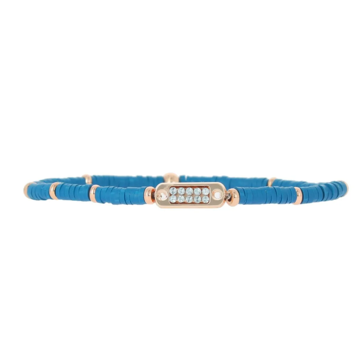Les Interchangeables Bracelet A58627 - Mini Plaque 2 Rangs Perle Gomme Bleu Femme | Femme Bracelet