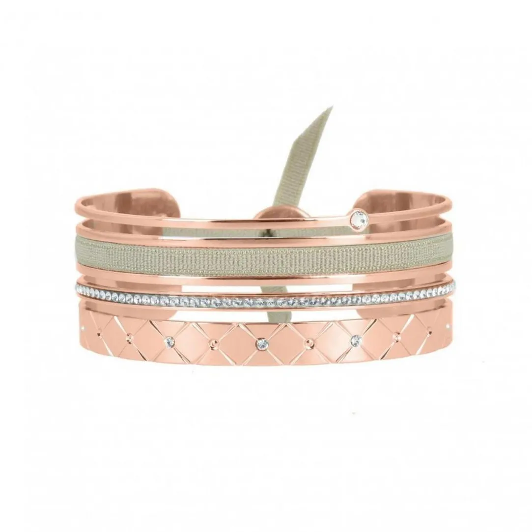 Les Interchangeables Bracelet A59080 - Manchette Ruban Matelasse Gris Femme | Femme Bracelet
